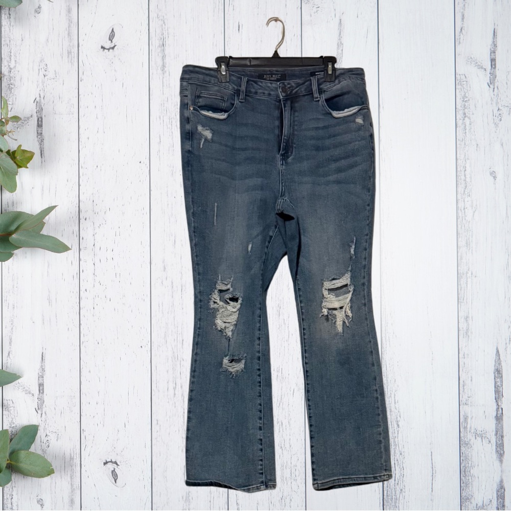Judy Blue Dark Wash Distressed Flare Jeans
